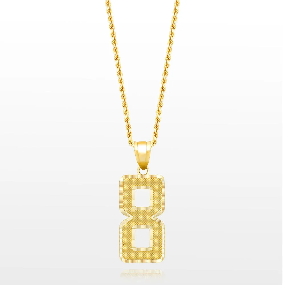 10k Solid Gold Jersey Number Pendant