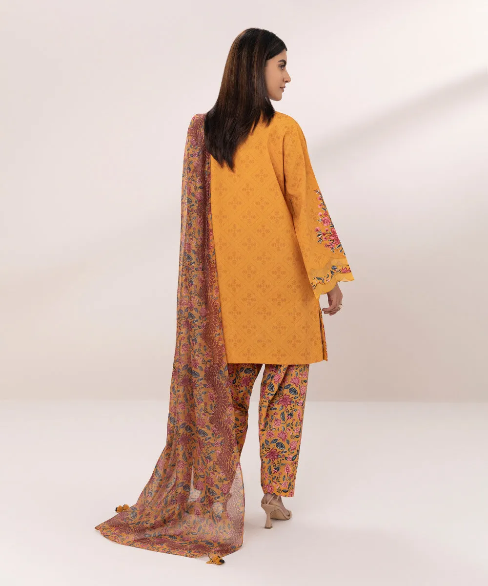 3 Piece - Embroidered Jacquard Suit