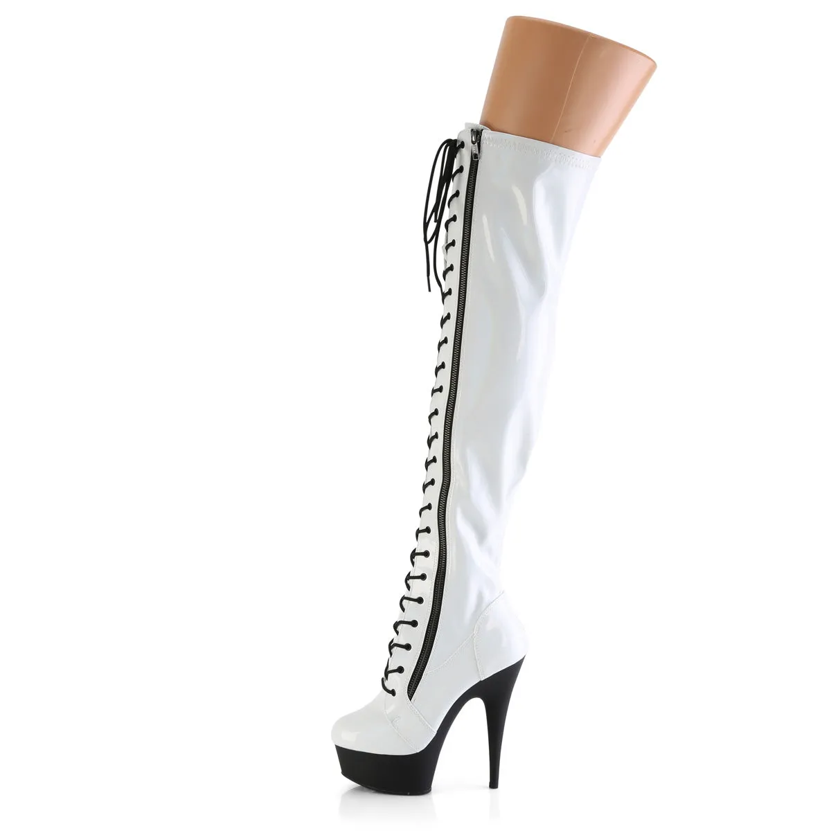 6 Inch Heel DELIGHT-3029 White Stretch Holo