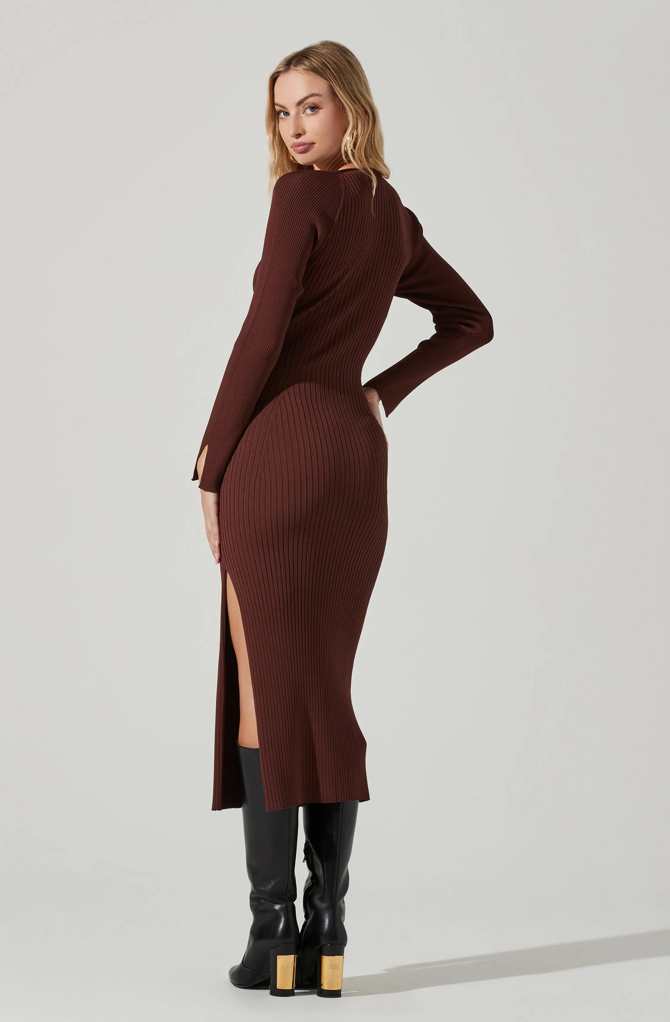 Abella Cutout Long Sleeve Midi Dress