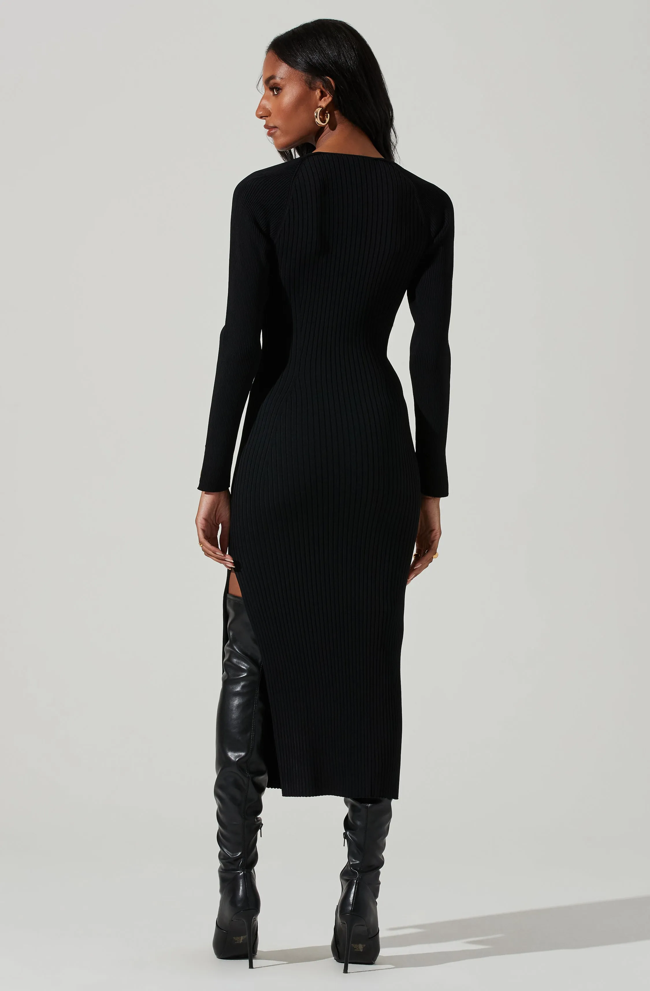 Abella Cutout Long Sleeve Midi Dress