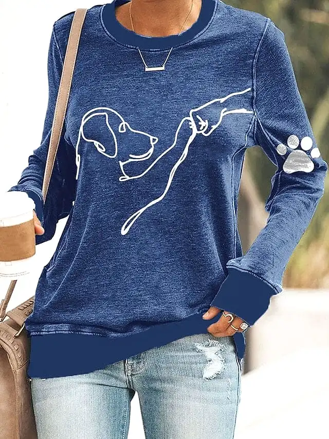 Active Sportswear Dog Print Women's Sweatshirt