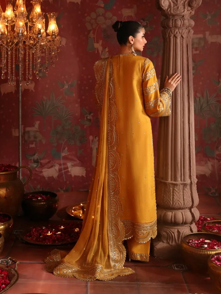 Afrozeh Divani Embroidered Raw Silk Unstitched 3Pc Suit AS-V2-02 Shama