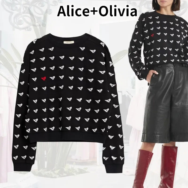 Alice+Olivia  |Long Sleeves Cotton Hoodies & Sweatshirts