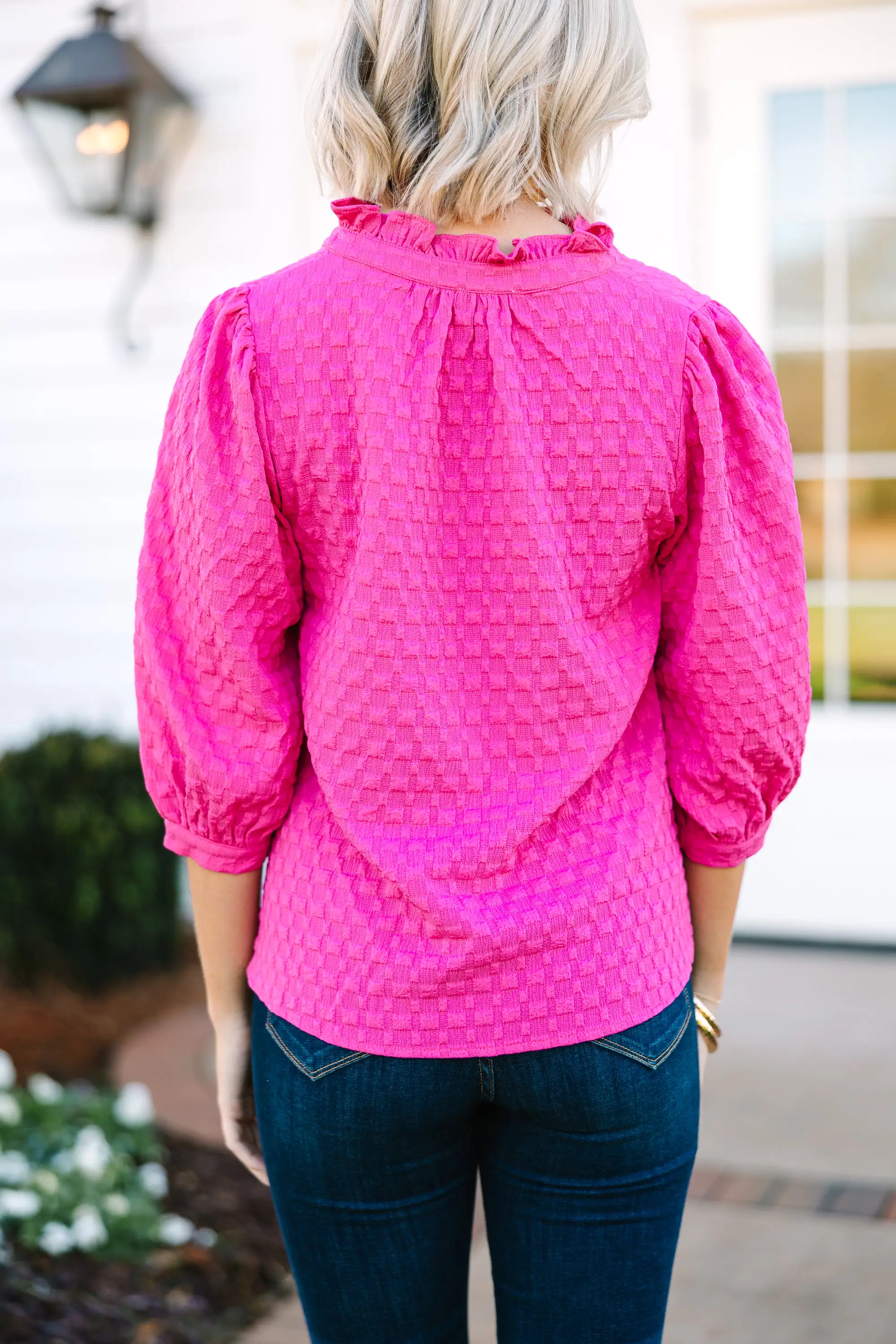 All Up To You Hot Pink Textured Blouse