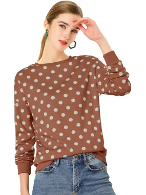 Allegra K- Knitted Pullover Top Polka Dots Sweater