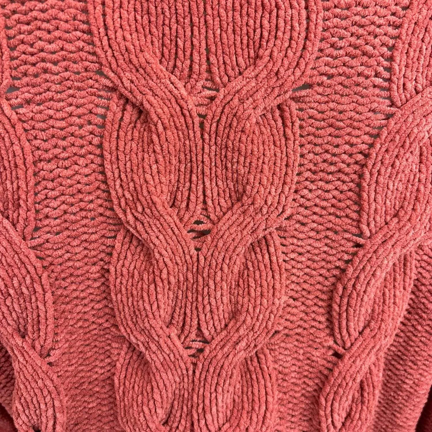 American Eagle Burnt Orange Cable Knit Crew Long Sleeve Sweater Top Size XS