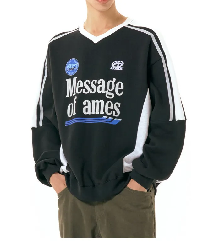 AMES-WORLDWIDE  |Long Sleeves Cotton Hoodies & Sweatshirts