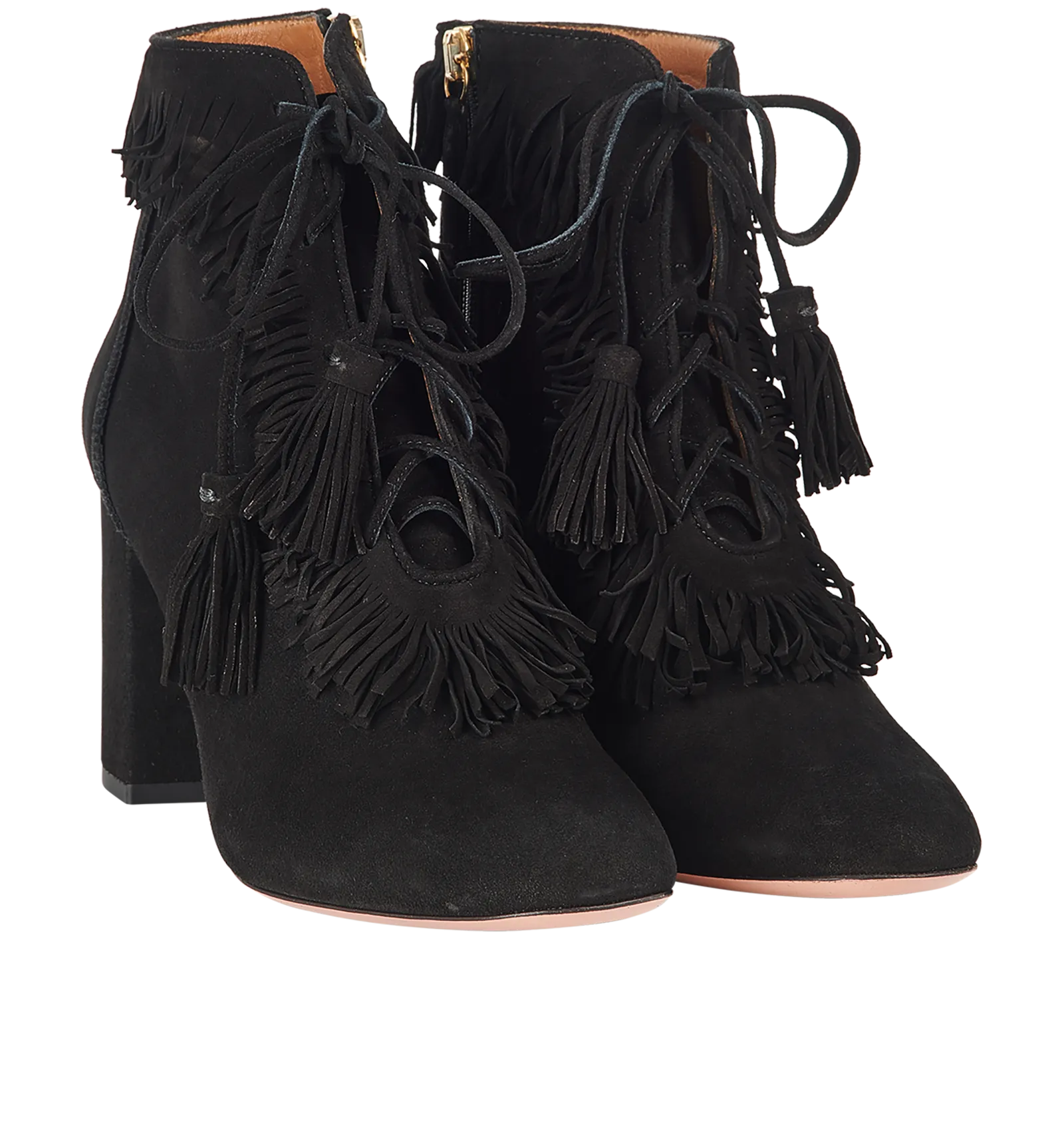 Aquazzura Fringe Lace Up Boots