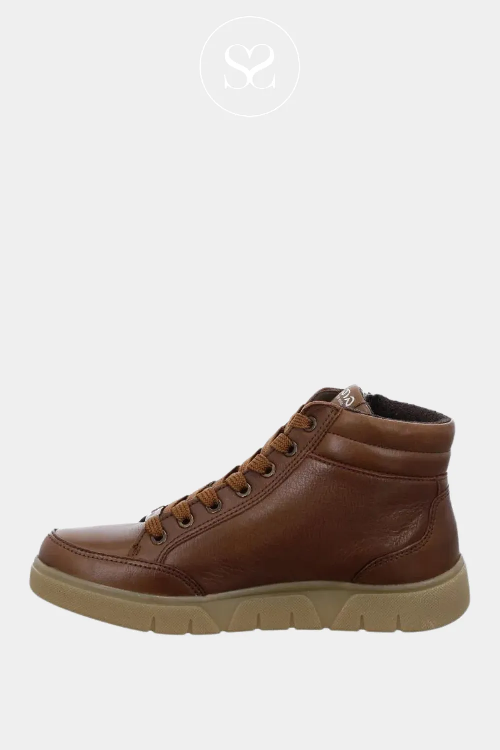 ARA 12-24451 TAN LEATHER HIGH TOP TRAINER BOOTS