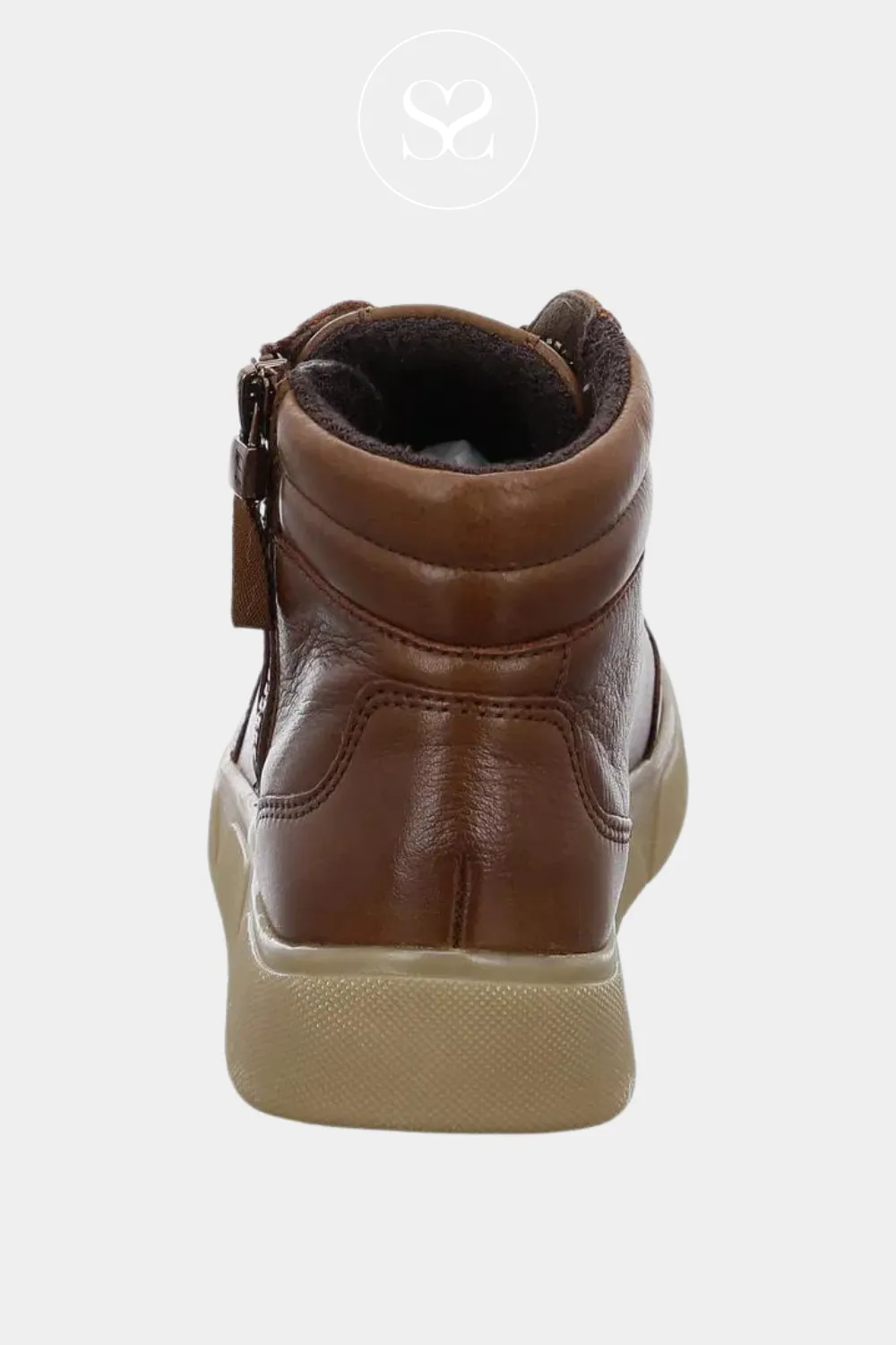 ARA 12-24451 TAN LEATHER HIGH TOP TRAINER BOOTS