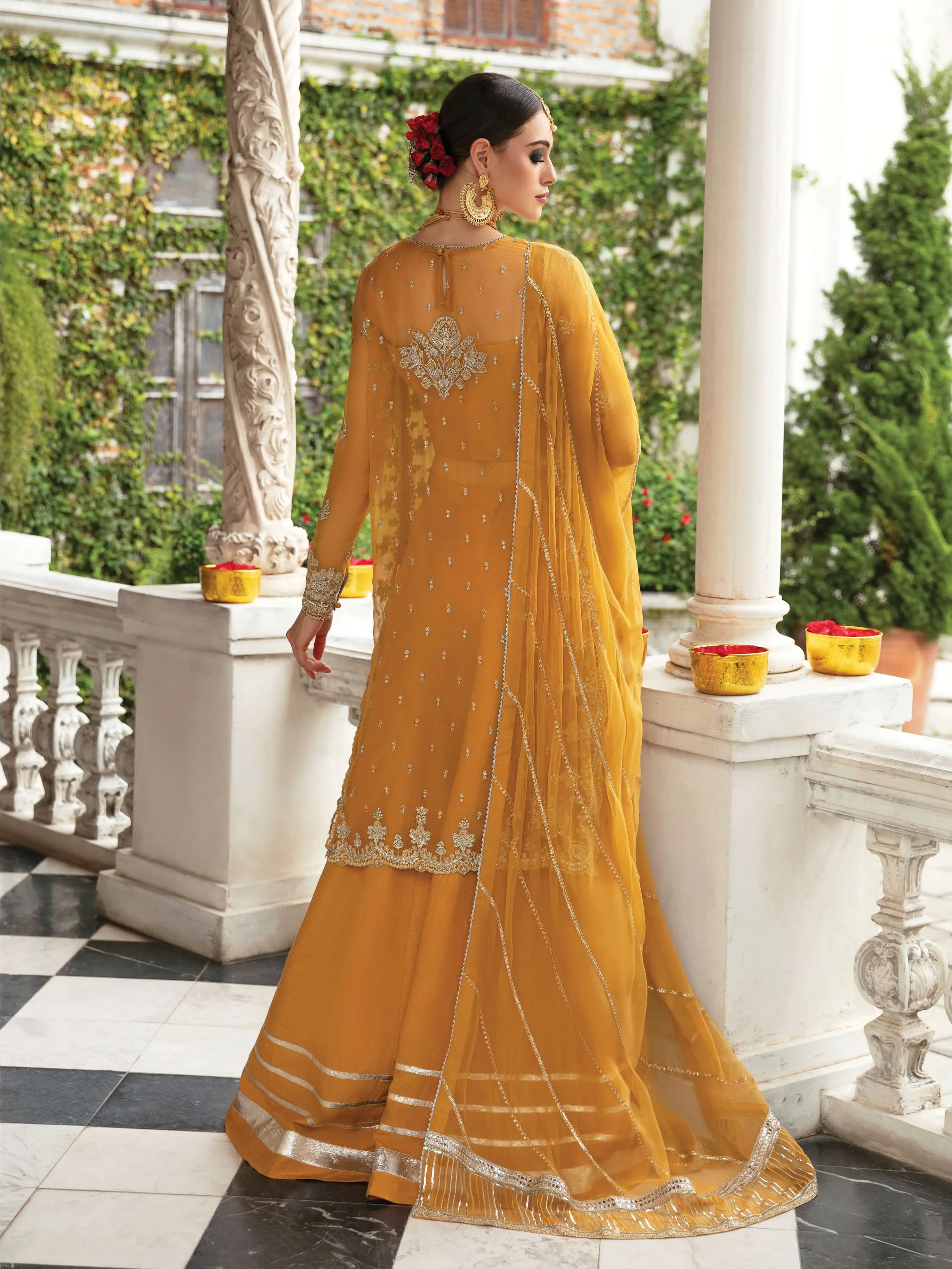 Ayzel by Afrozeh Panache Unstitched Chiffon 3Pc Suit AZ-V5-10 MARIGOLD