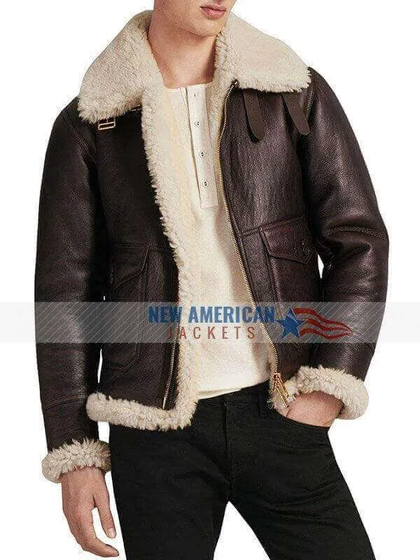 B3 Sheepskin Shearling Flight Bomber Leather Jacket - New American Jackets