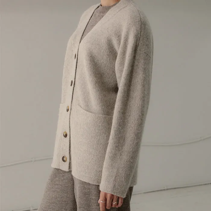 Bare Knitwear Woman Alpaca Harvest Cardigan Sea Salt Grey