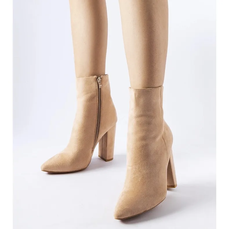 Beige eco-suede ankle boots by Borgetto