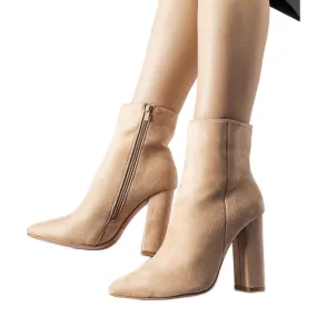 Beige eco-suede ankle boots by Borgetto