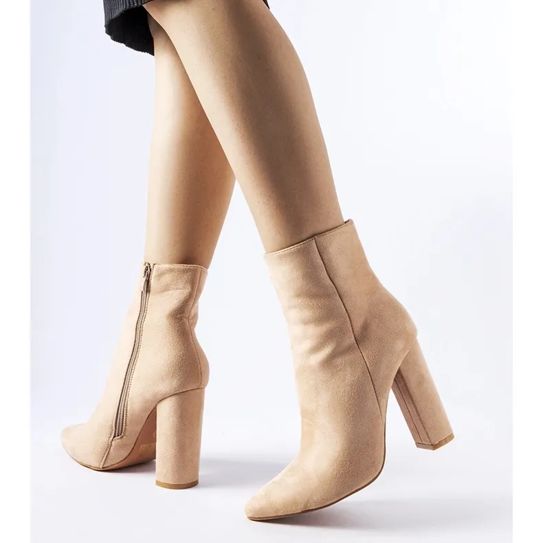 Beige eco-suede ankle boots by Borgetto