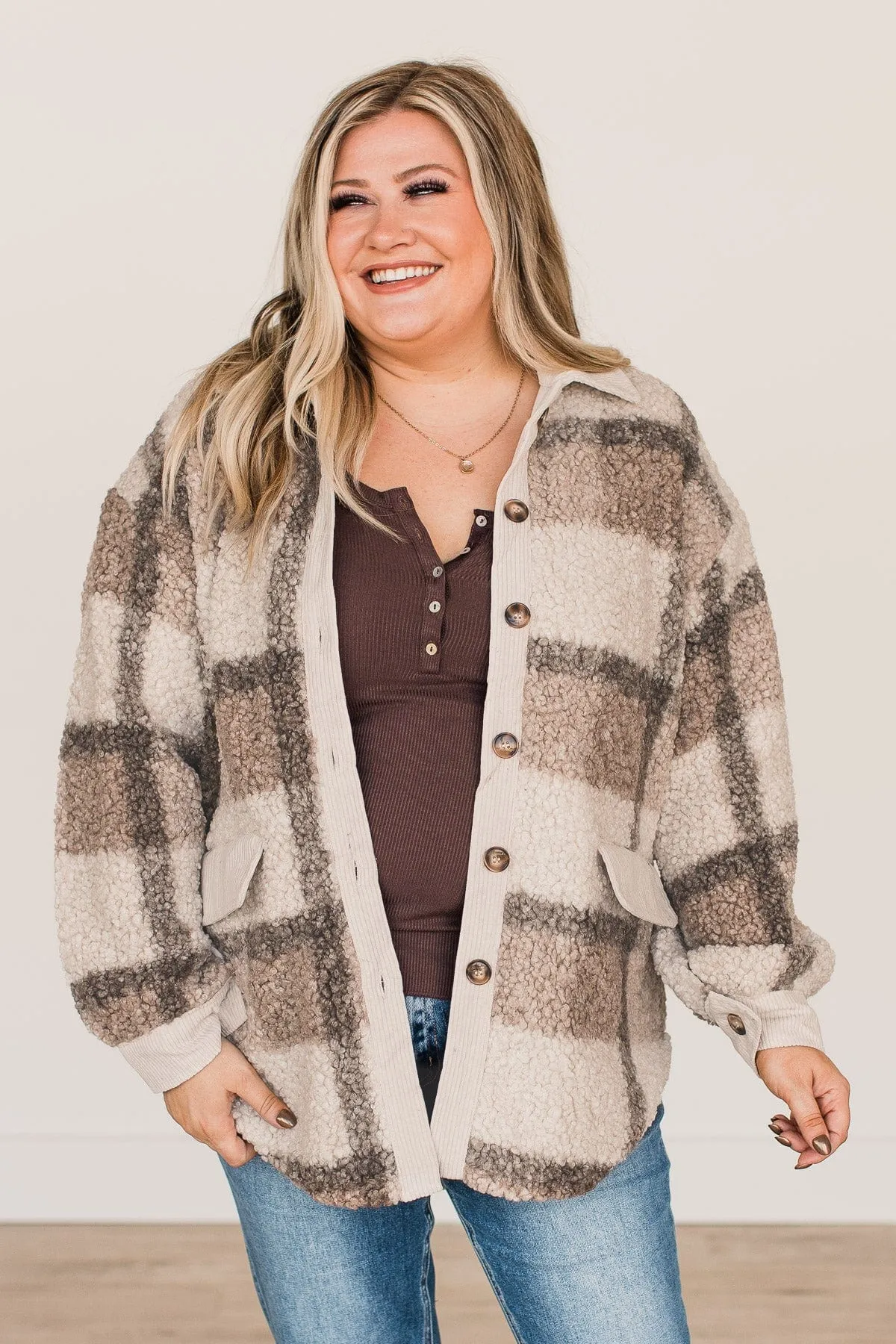 Better To Be Cozy Sherpa Jacket- Light Taupe