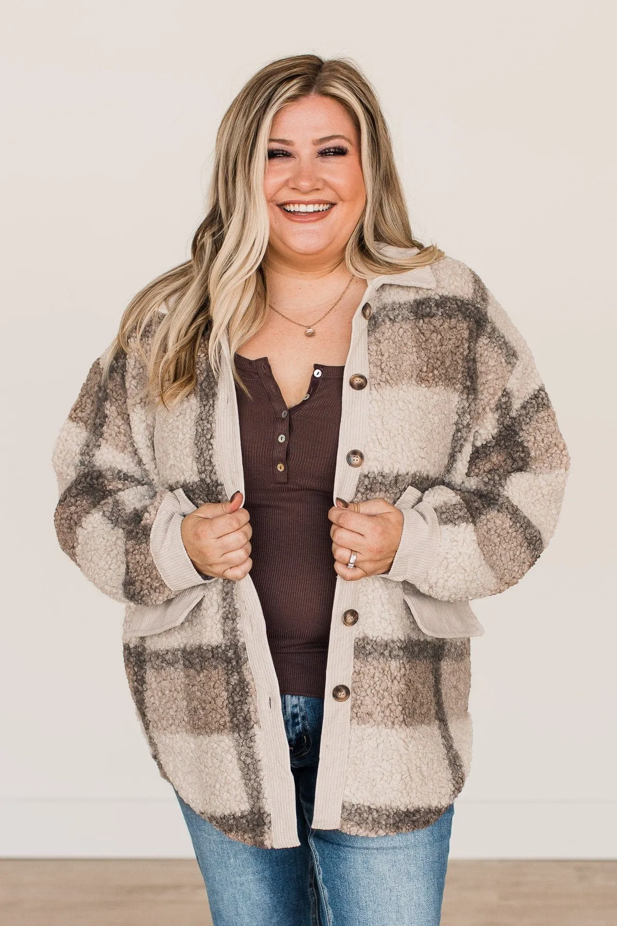 Better To Be Cozy Sherpa Jacket- Light Taupe