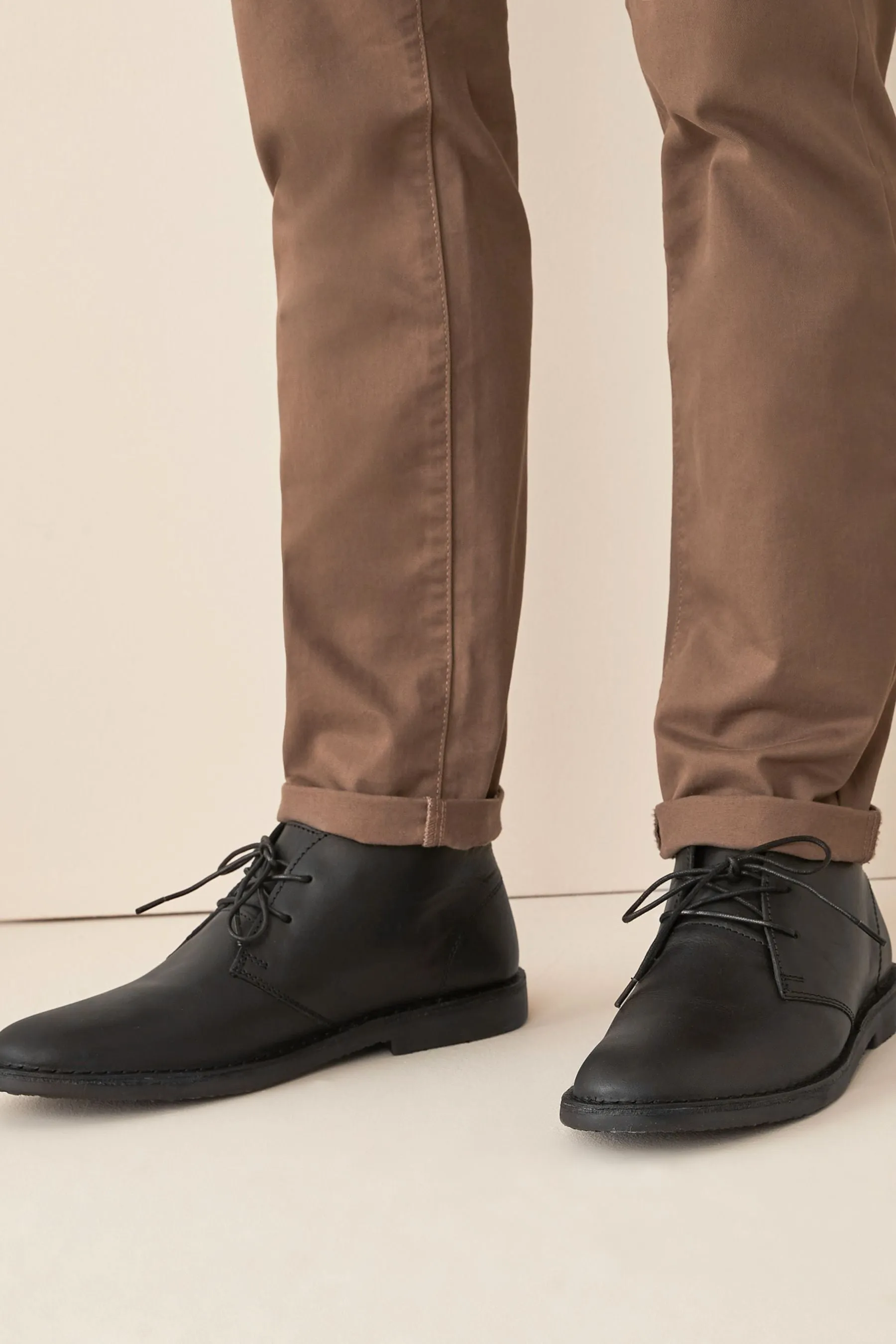 Black Leather Desert Boots