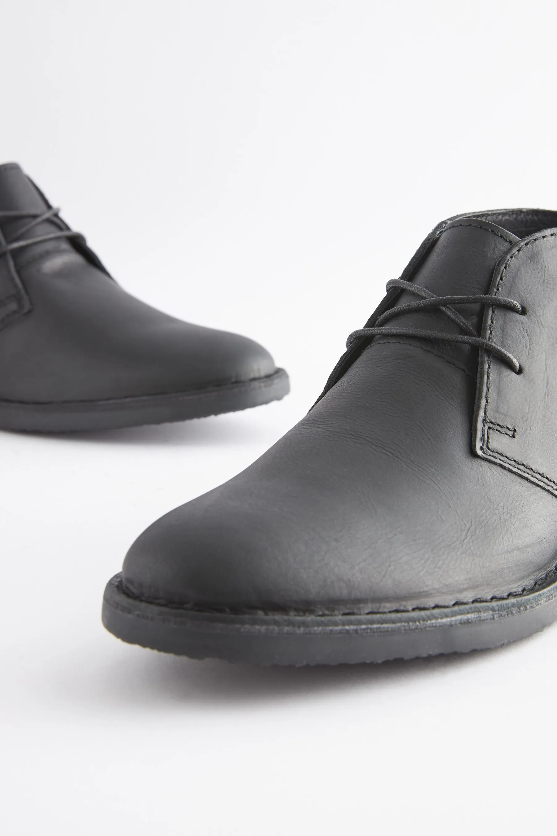 Black Leather Desert Boots