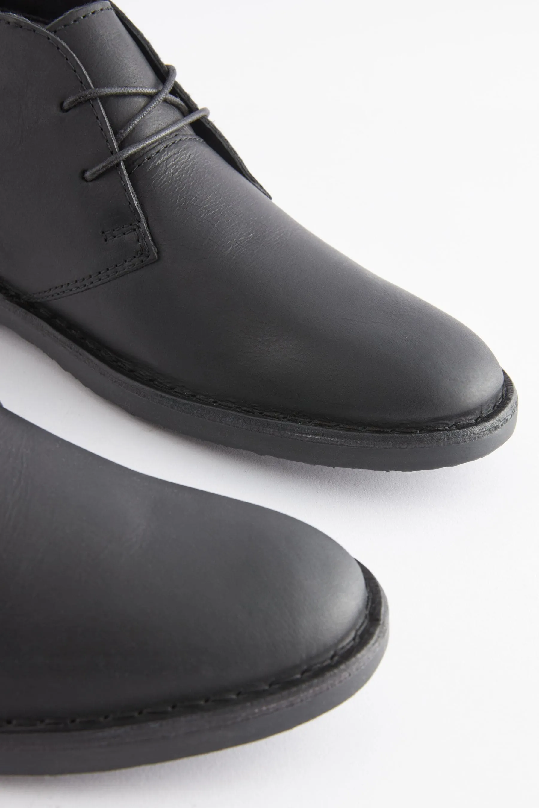 Black Leather Desert Boots