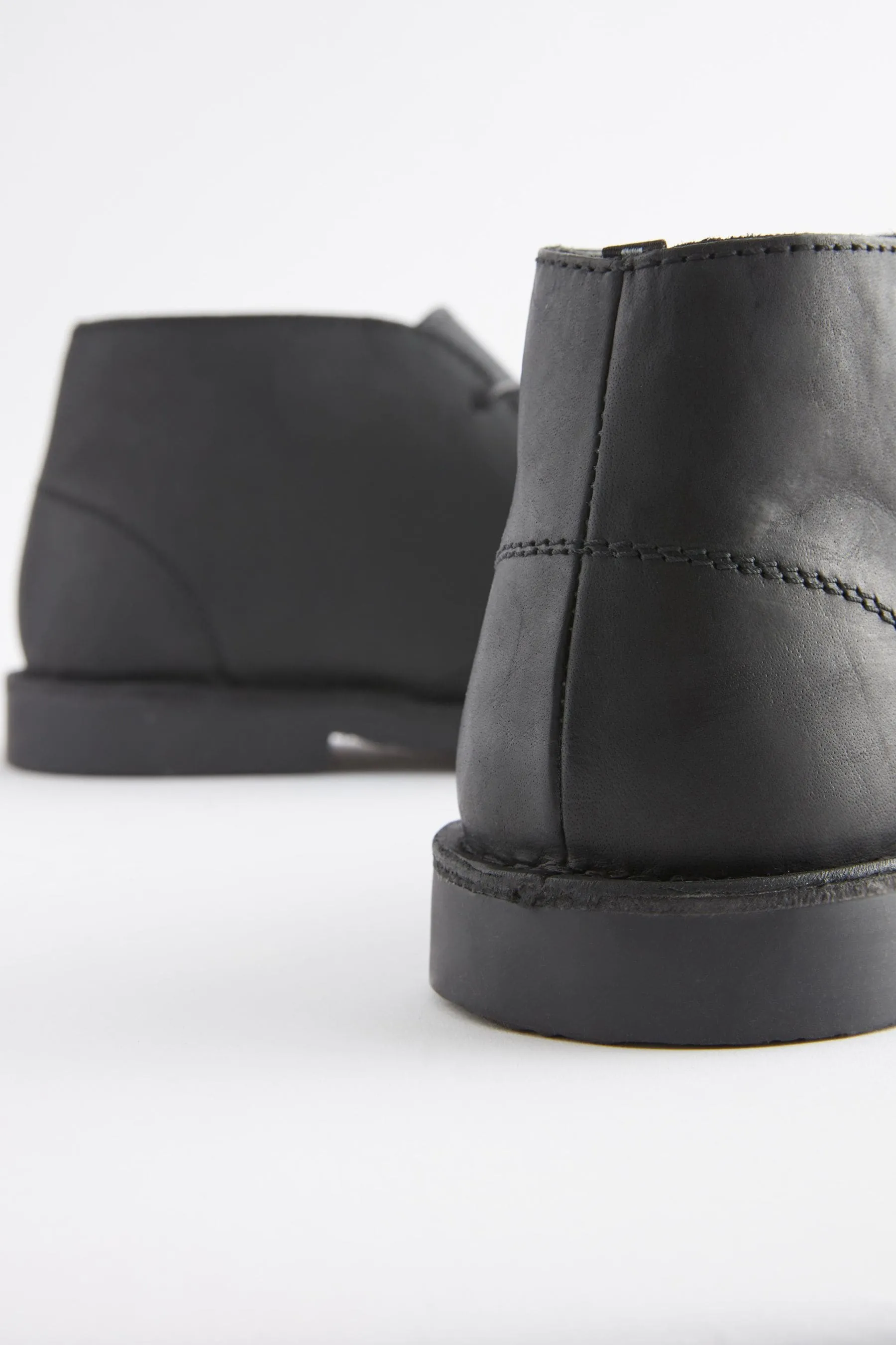 Black Leather Desert Boots