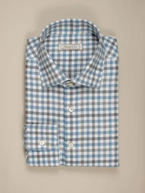 Blue Check Brushed Cotton Shirt MSC2905