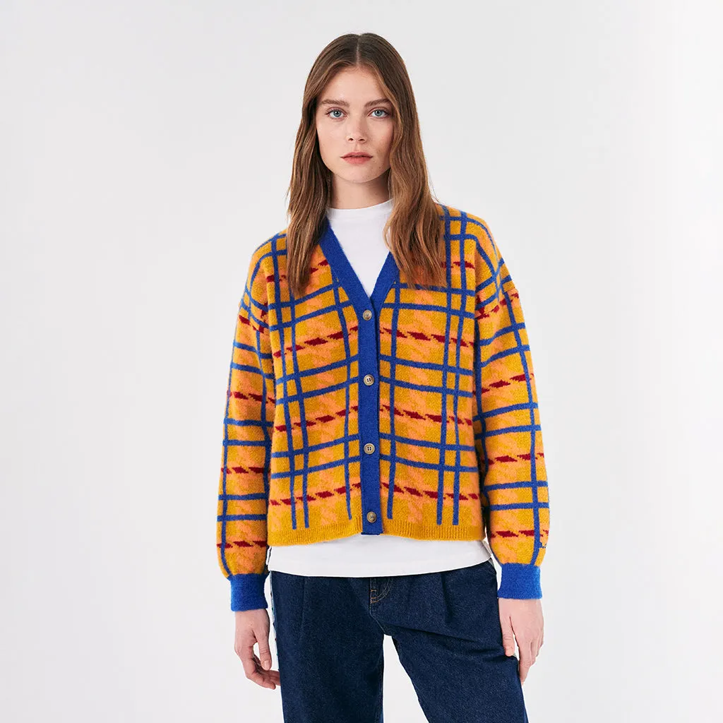 Bobo Choses Woman Madras Check Jacquard Crop Cardigan Multicolour