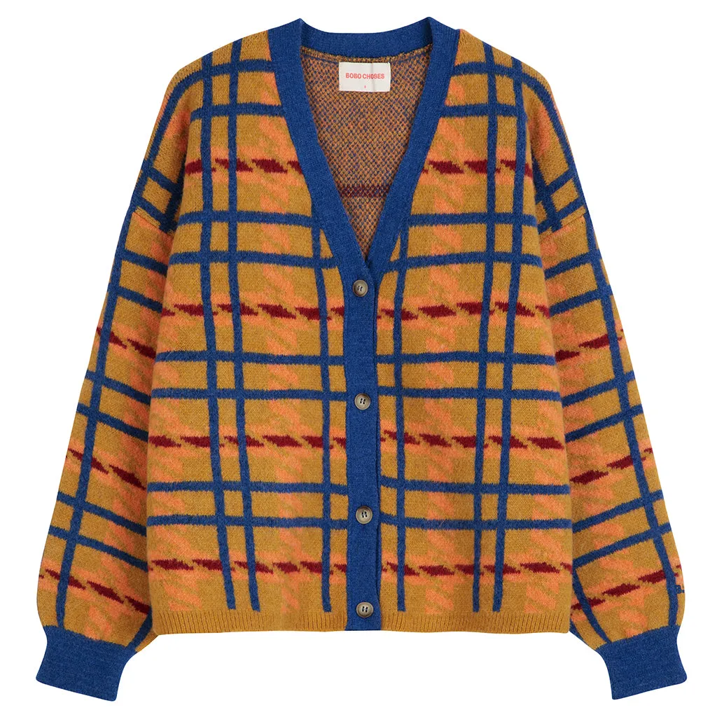 Bobo Choses Woman Madras Check Jacquard Crop Cardigan Multicolour