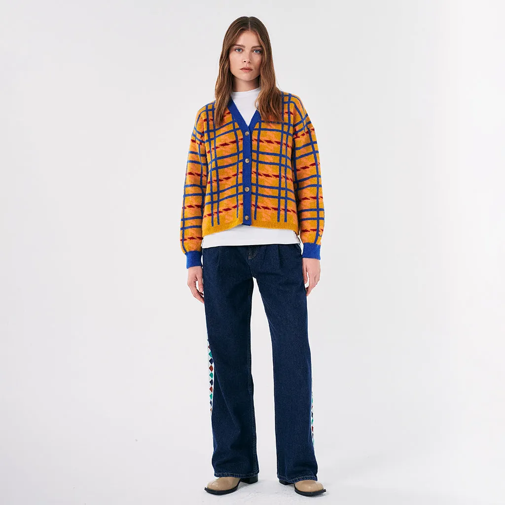 Bobo Choses Woman Madras Check Jacquard Crop Cardigan Multicolour