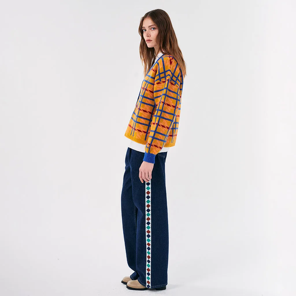 Bobo Choses Woman Madras Check Jacquard Crop Cardigan Multicolour