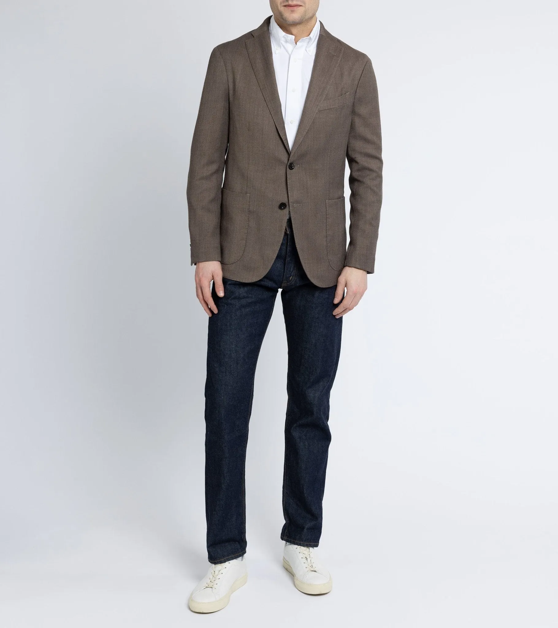 Boglioli Wool Mix Herringbone K Jacket: Walnut