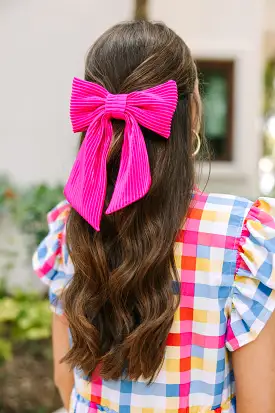 Bohemian Gemme: Hot Pink Pleated Hair Bow