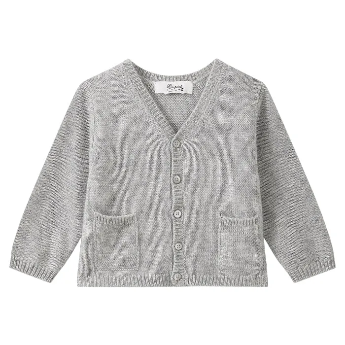 Bonpoint Baby Cardigan Heather Grey