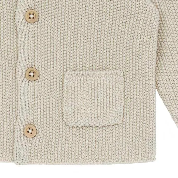 Bonton Baby Rice Knit Cardigan Pebble Grey