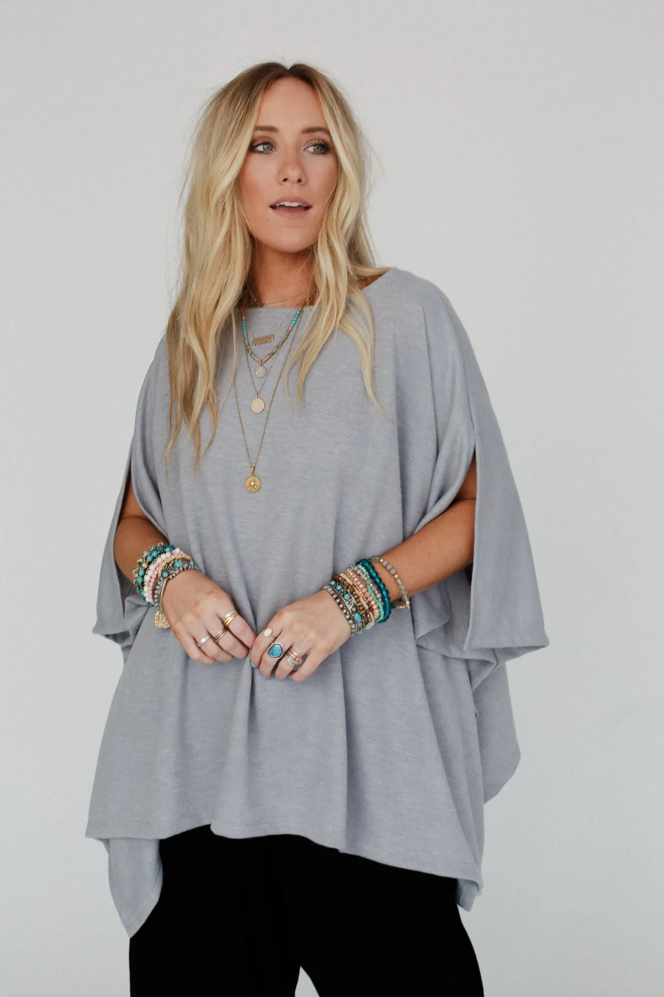 Breeze Embrace Flowy Top - Gray