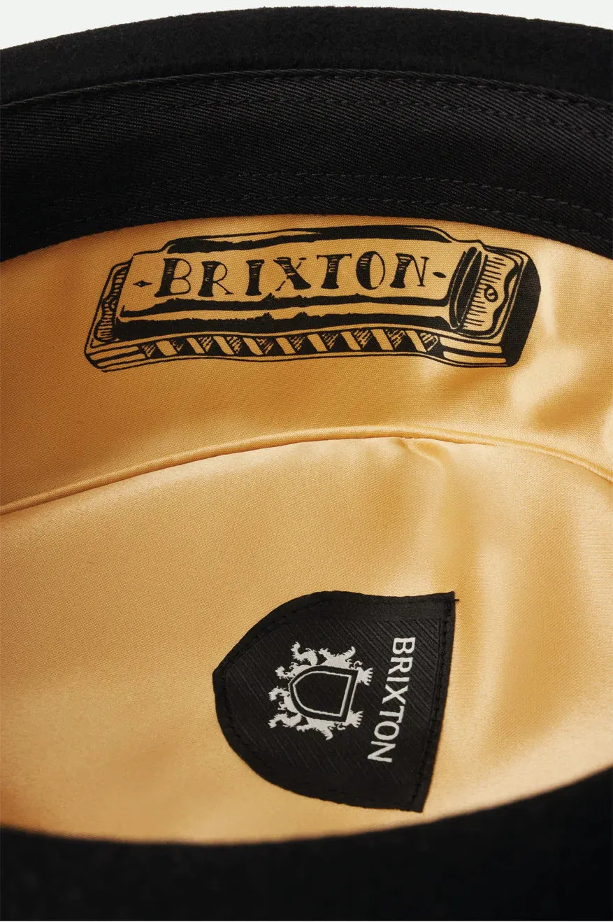 Brixton Stout Pork Pie Hat - Black / Black Band