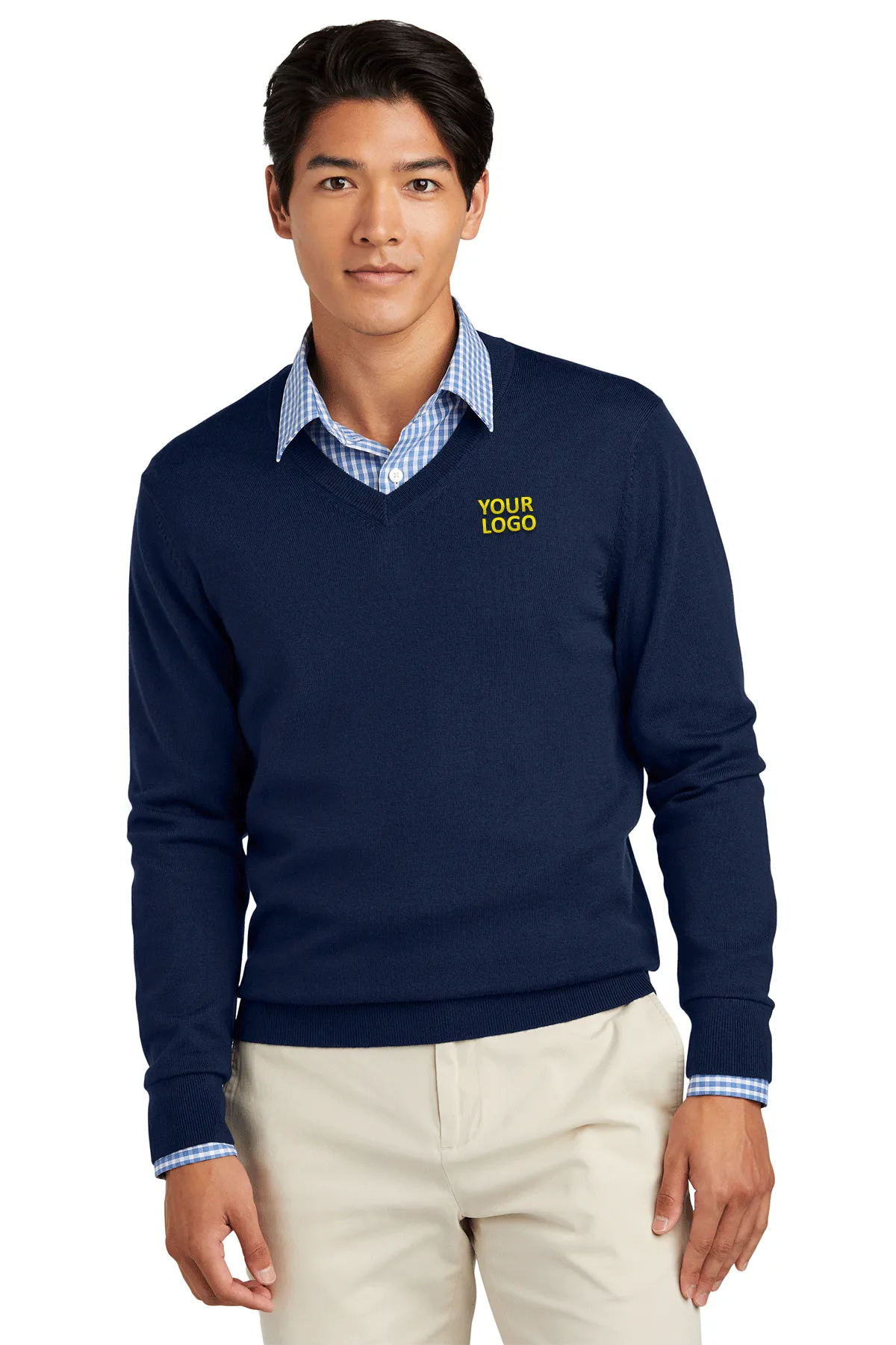 Brooks Brothers Washable Merino Custom V-Neck Sweaters, Navy Blazer