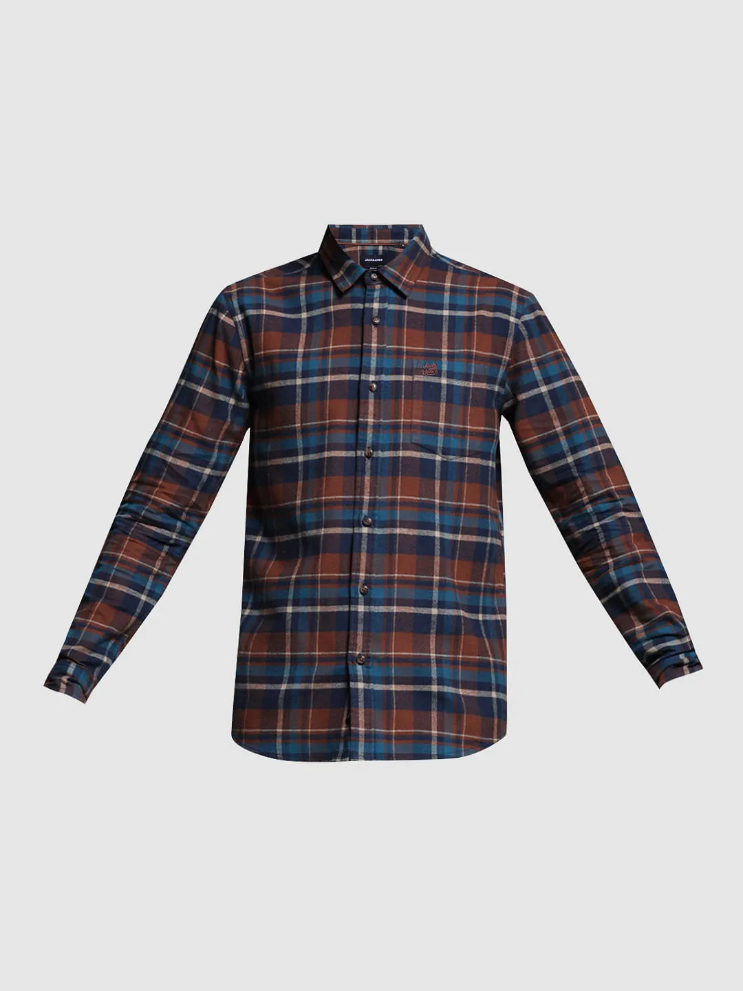 Brown Check Print Cotton Shirt