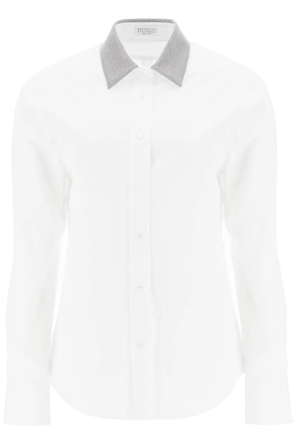 BRUNELLO CUCINELLI Elegant Beaded Collar Cotton Shirt