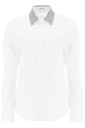 BRUNELLO CUCINELLI Elegant Beaded Collar Cotton Shirt