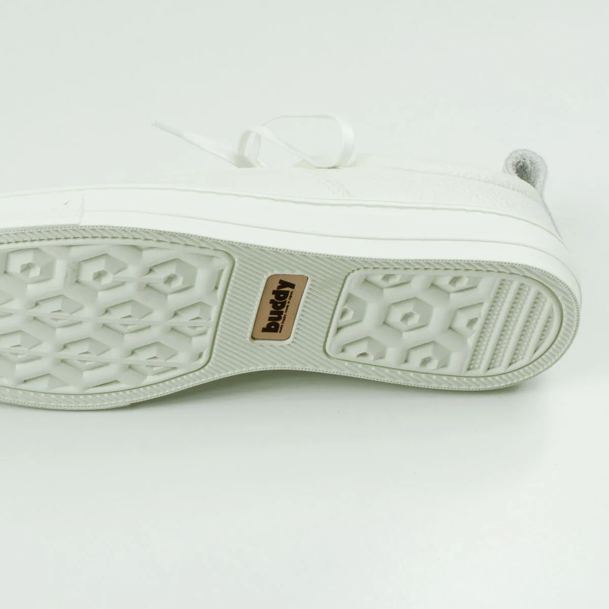 Buddy - Dachs Low Chubby Grain Leather Sneakers - White