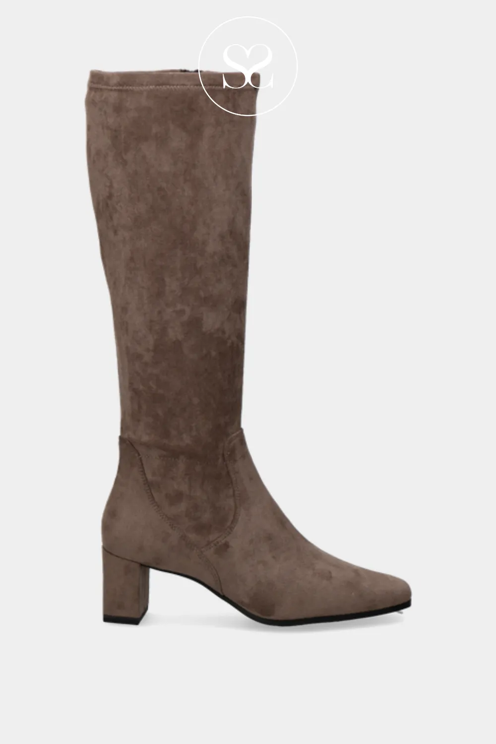 CAPRICE 9-25547-41 TAUPE FAUX SUEDE STRETCH KNEE HIGH BOOTS