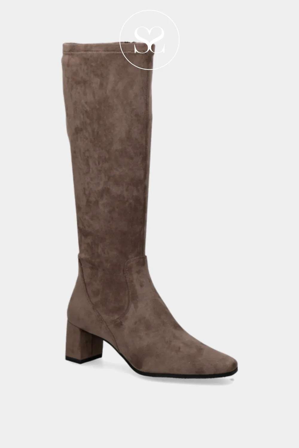 CAPRICE 9-25547-41 TAUPE FAUX SUEDE STRETCH KNEE HIGH BOOTS