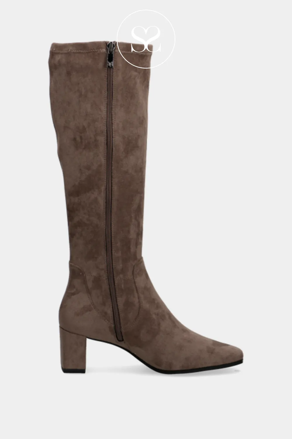 CAPRICE 9-25547-41 TAUPE FAUX SUEDE STRETCH KNEE HIGH BOOTS