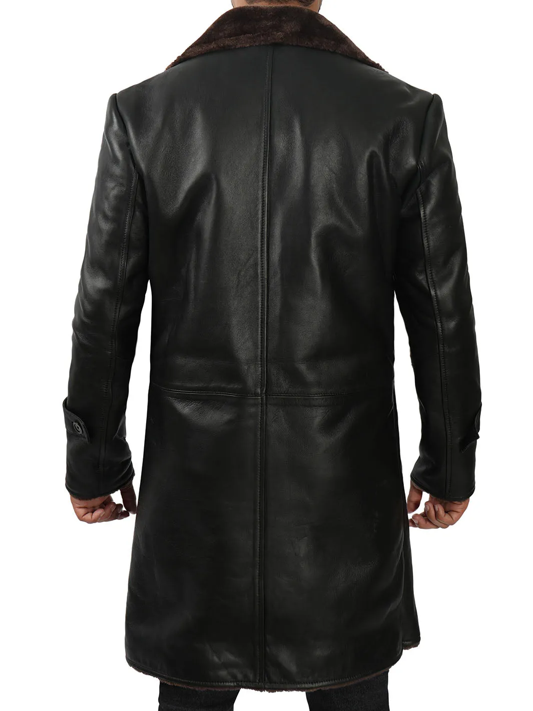 Chandler 3/4 Length Black Shearling Coat Mens