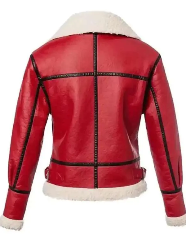 Christmas Womens Red Leather Jacket - New American Jackets