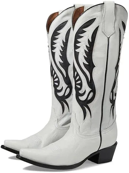 Circle G Woman's White & Black Western Inlay Boot