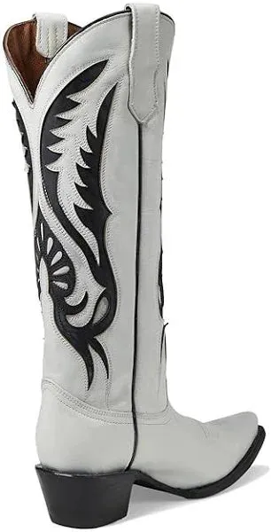 Circle G Woman's White & Black Western Inlay Boot